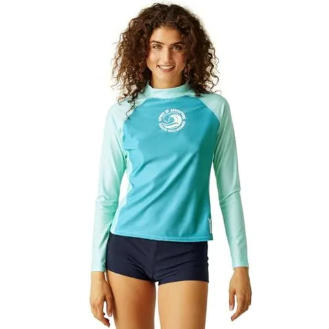 REGATTA WOMENS LONG SLEEVE SURFING RASH VEST THOE BLUE SIZE 16