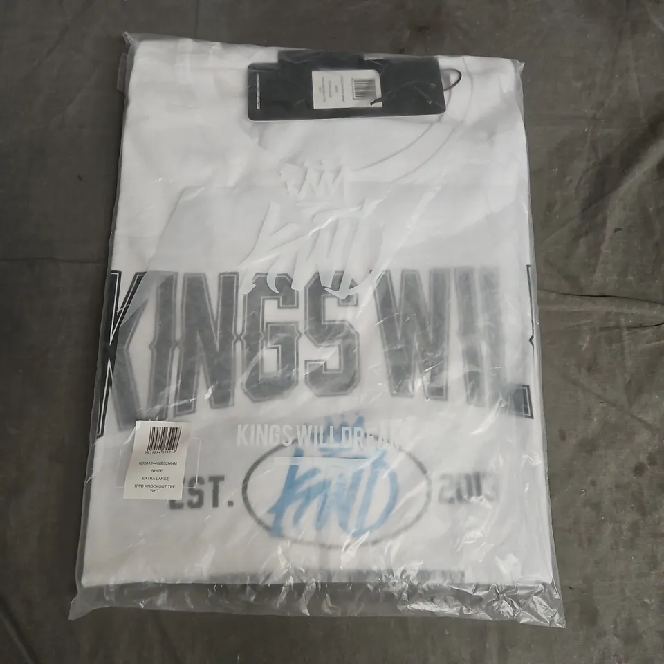 BAGGED KWD KNOCKOUT TEE - WHITE, EXTRA LARGE