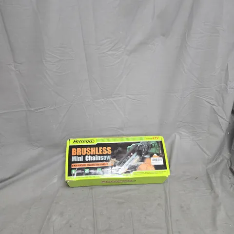 BRUSHLESS MINI CHAINSAW – 6 INCH CORDLESS, BOXED