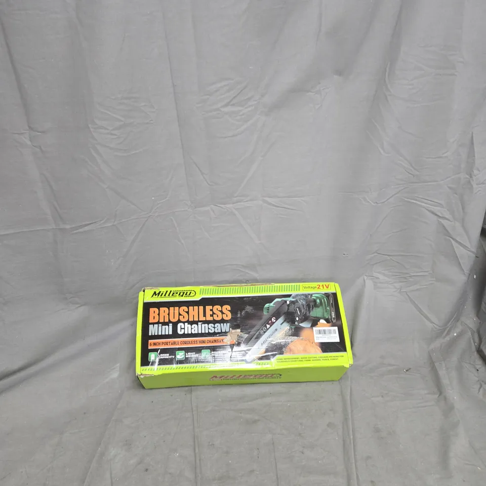 BRUSHLESS MINI CHAINSAW – 6 INCH CORDLESS, BOXED