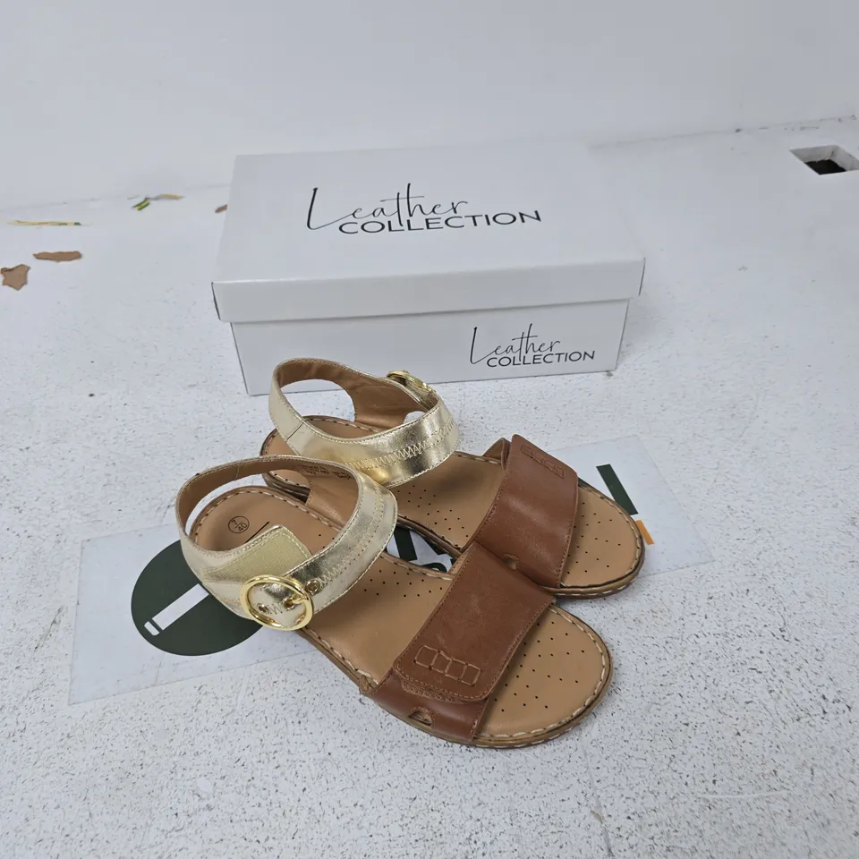 NATASHA LEATHER COLLECTION SANDALS – TAN & BROWN LEATHER, UK 7