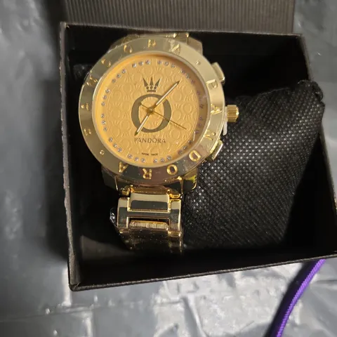 PANDORA GOLD-TONE WATCH WITH CRYSTAL DIAL – LADIES' BRACELET WATCH