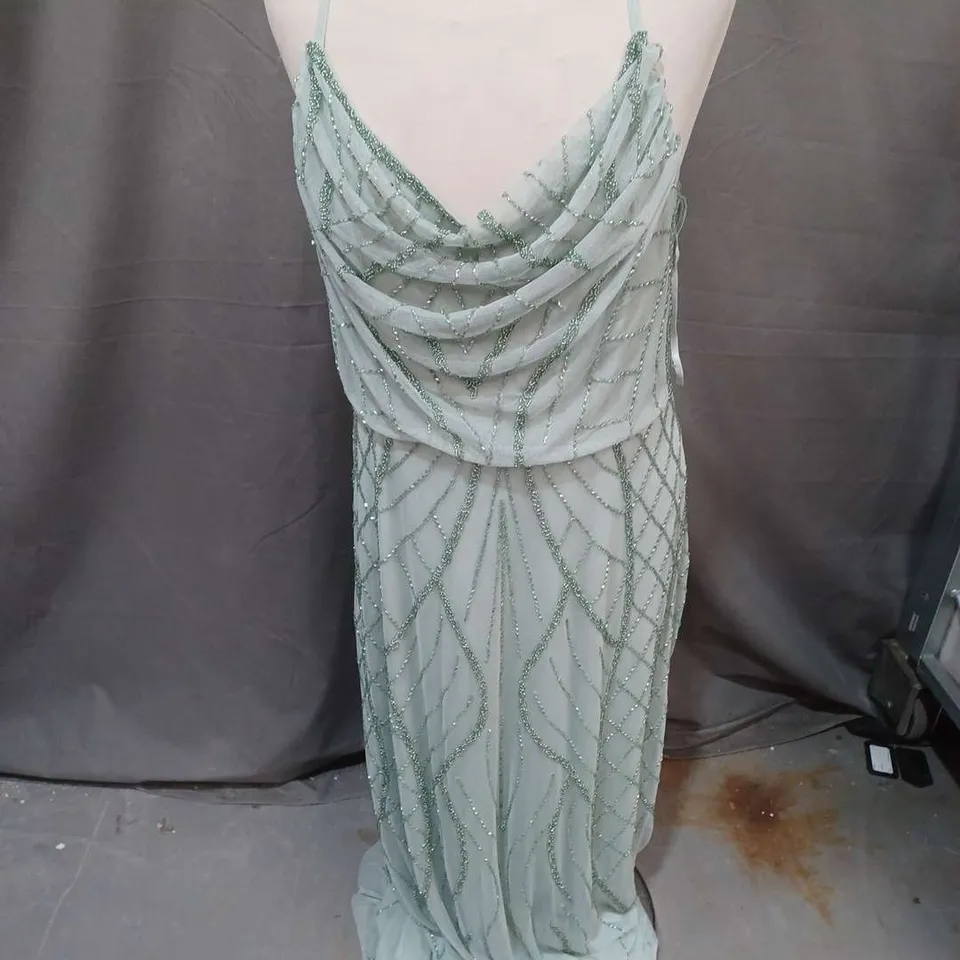 OASIS COWL EMBELLISHED BRIDESMAID MAXI DRESS IN SAGE SIZE 14