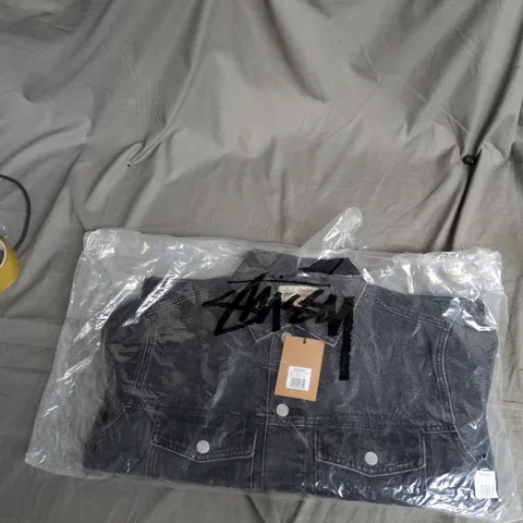 UK M STUSSY LINED DENIM TRUCKER JACKET – VINTAGE BLACK