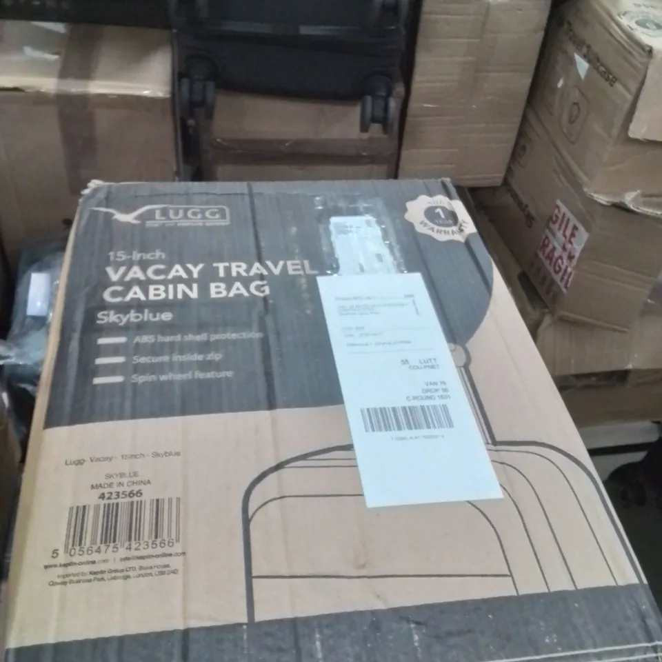 BOXED LUGG 15INCH VACAY TRAVEL CABIN BAG SKYBLUE