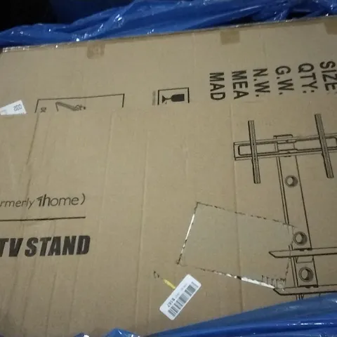PALLET OF ASSORTED ITEMS INCLUDING BONTEC PLASMA/LCD TV STAND, BOARD WITH METAL DESK, FLIPCHART EASEL
