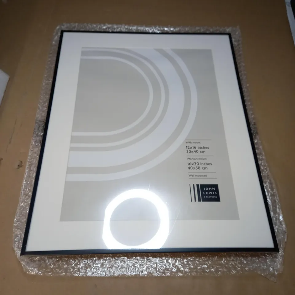 JOHN LEWIS WALL MOUNTED PICTURE FRAME - BLACK FRAME, WHITE MOUNT. 30X40CM WITH MOUNT, 40X50CM WITHOUT MOUNT