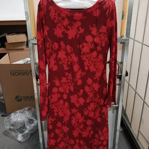 MNG DRESS 423 ALEGRA β RED FLORAL PRINT, UK 12