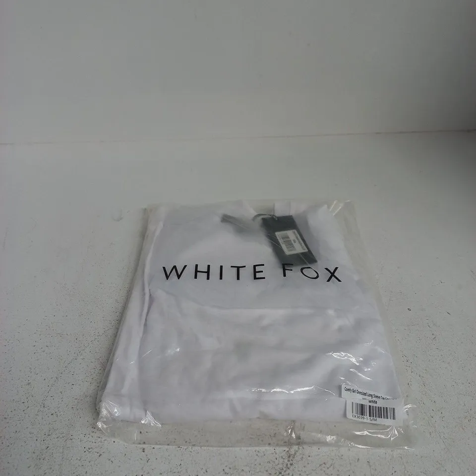 WHITE FOX COMFY GIRL OVERSIZED LONG SLEEVE T SHIRT SMALL/MEDIUM WHITE