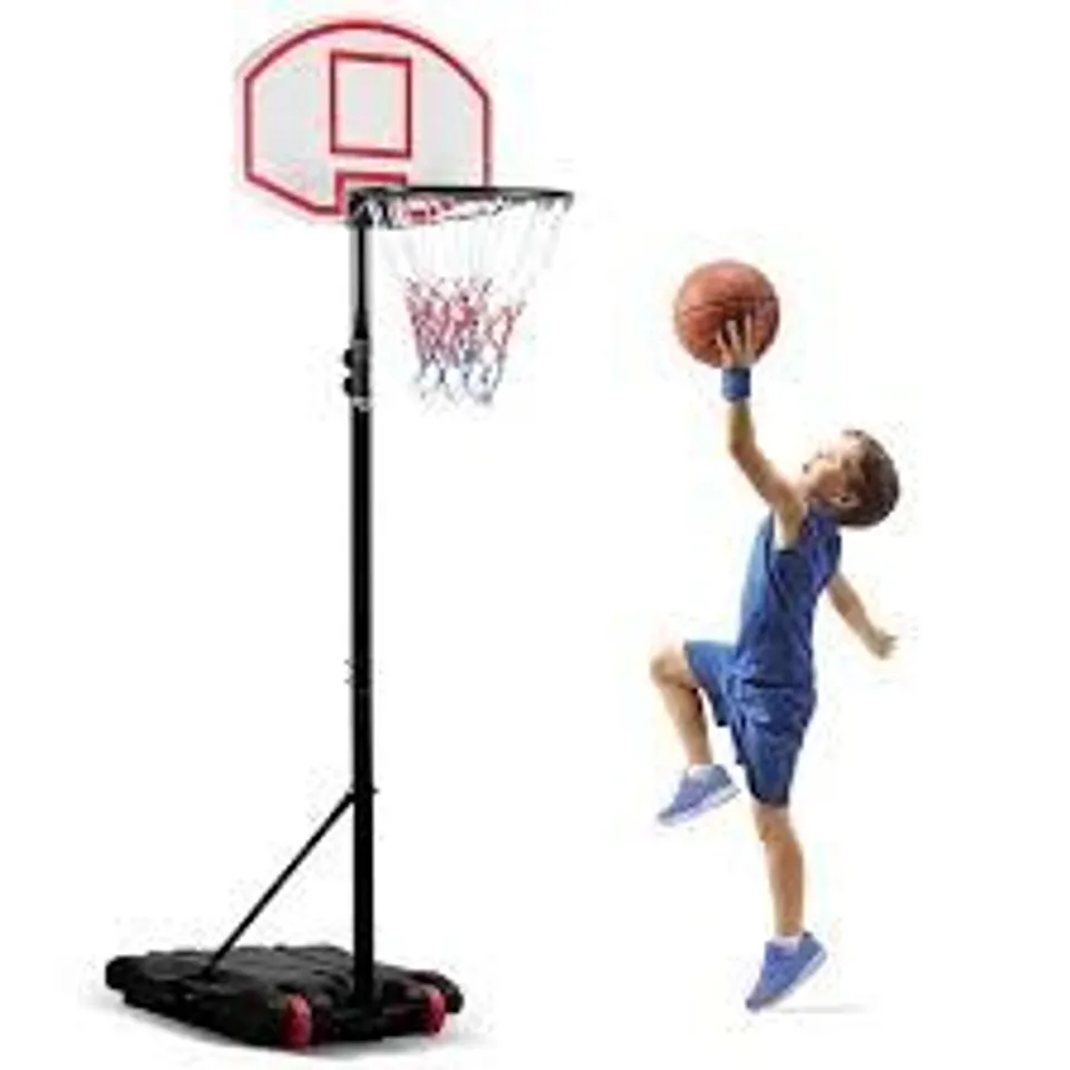 BOXED DAWOO HEIGHT ADJUSTABLE BASKETBALL HOOP 179-209CM/200-305CM - WHITE BACKBOARD