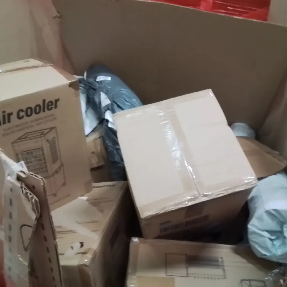 PALLET OF ASSORTED HOUSEHOLD GOODS AND PRODUCTS TO INCLUDE;AIR COOLER,GYM MATS,ETC
