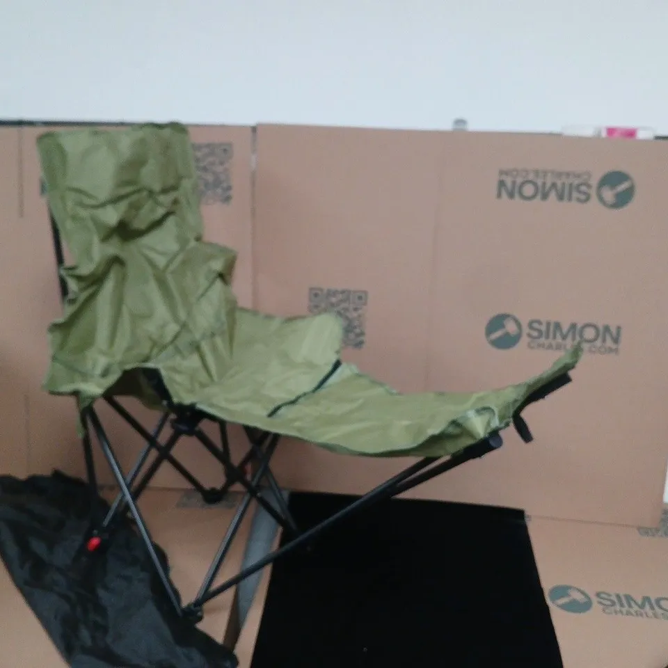 FOLDABLE OUTDOOR CAMPING CHAIR – OLIVE GREEN FABRIC