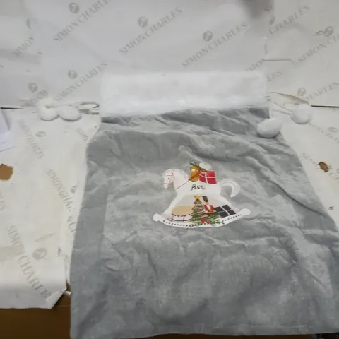 PERSONALISED GREY ROCKING HORSE CHRISTMAS SACK