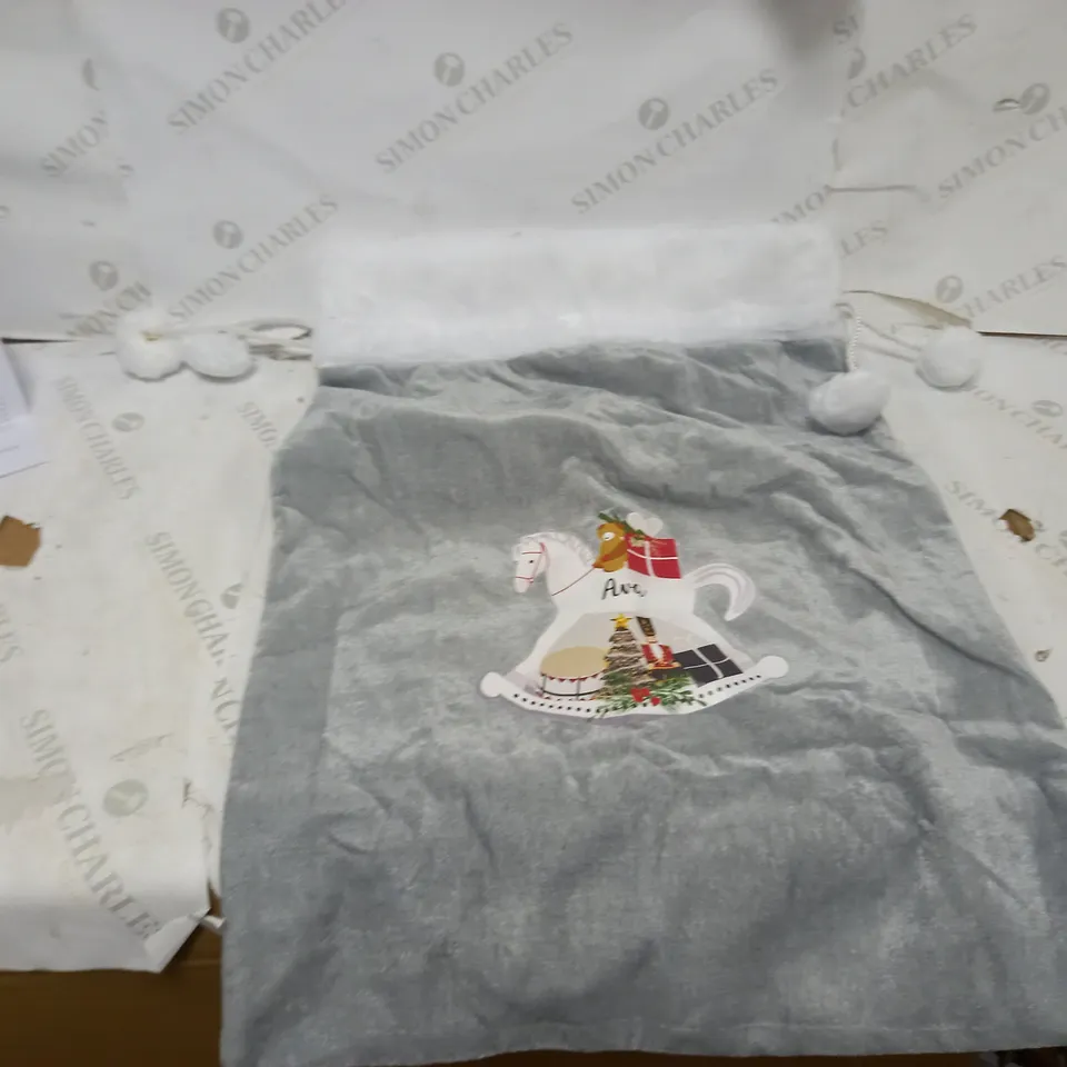 PERSONALISED GREY ROCKING HORSE CHRISTMAS SACK RRP £20