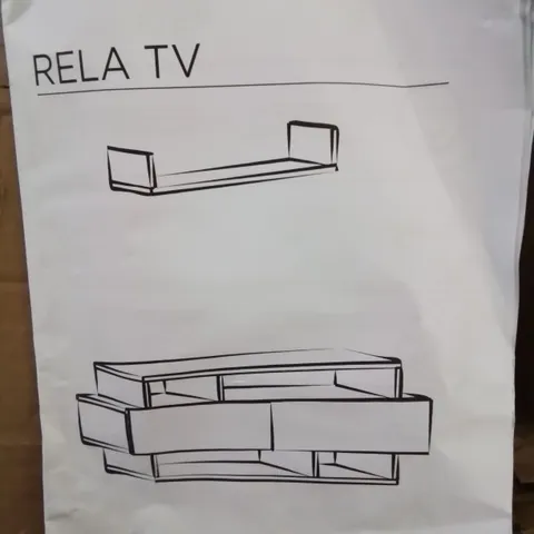 BOXED RELA STYLISH MODERN TV CABINET AND FLOATING SHELF IN LIGHT GREY