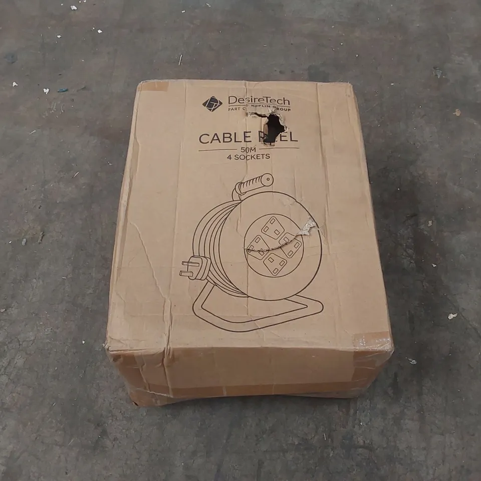 BOXED DESIRETECH 50m 4 SOCKET CABLE REEL 