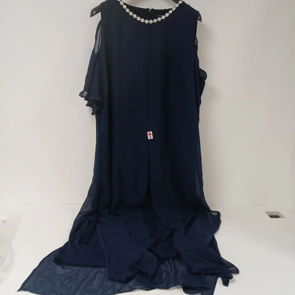 KALEIDOSCOPE NAVY BEAD TRIM DRESS – UK 22