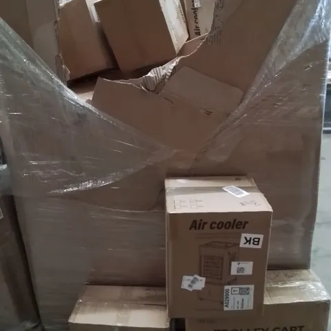 PALLET OF ASSORTED HOUSEHOLD GOODS AND PRODUCTS TO INCLUDE;AIR COOLER,TROLLEY CART,PRESSURE PAD
