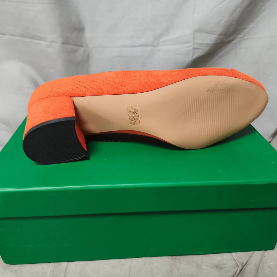 GRACE ORANGE SUEDE MARY JANE HEELS – WOMEN'S UK4 (US6), PAIR, BOXED