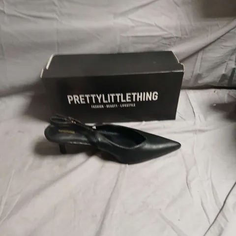 PRETTYLITTLETHING BLACK SLINGBACK HEELS – SIZE UK 6 