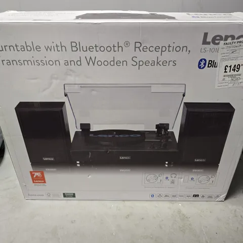 BOXED LENCO LS-101BK TURNTABLE WITH BLUETOOTH AND WOODEN SPEAKERS