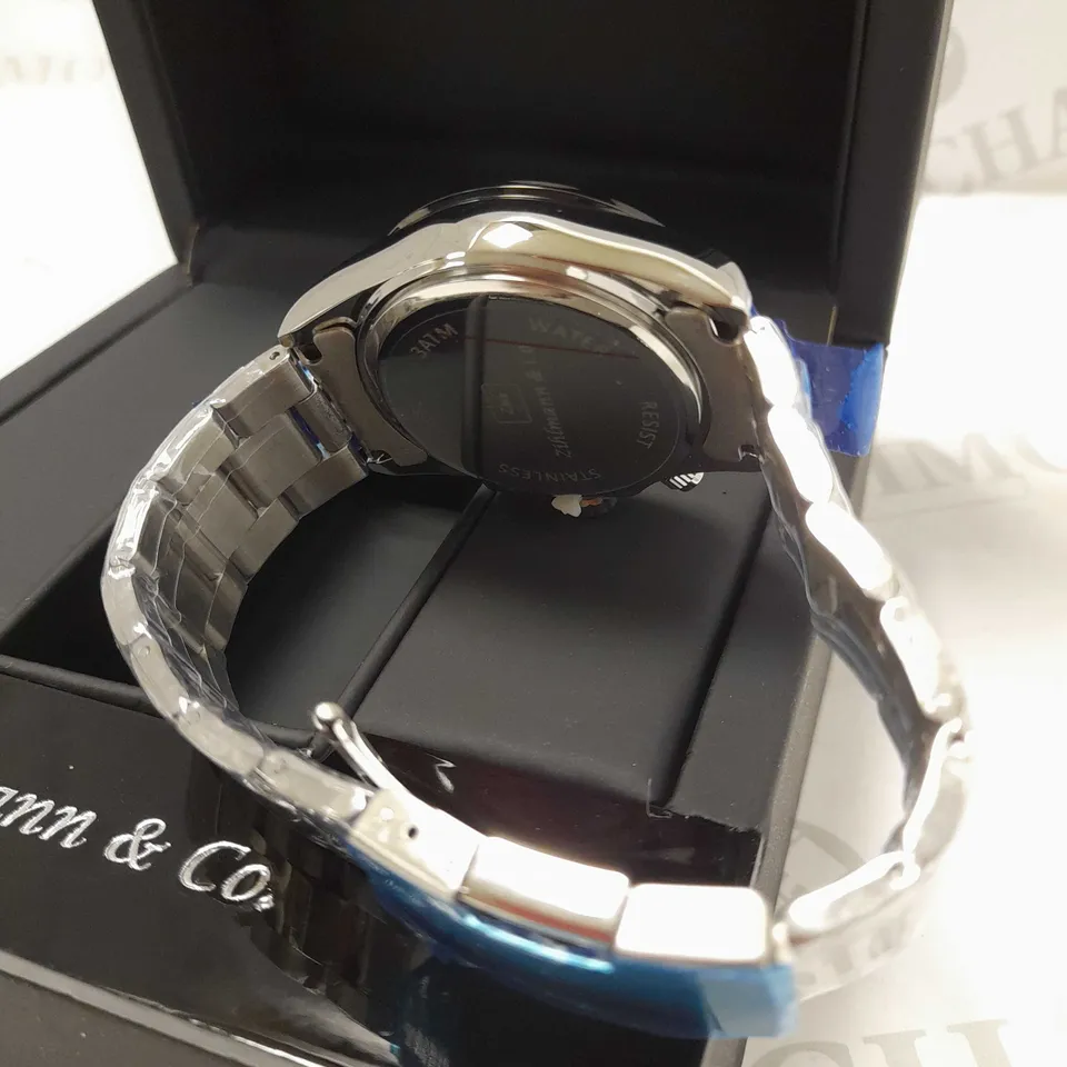 ZIHLMANN & CO BLACK TRIPLE DIAL BRACELET STRAP WRISTWATCH