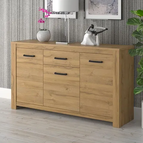 BOXED JESS 161.4CM WIDE 1 DRAWER SIDEBOARD - ANCIENT OAK (2 BOXES)