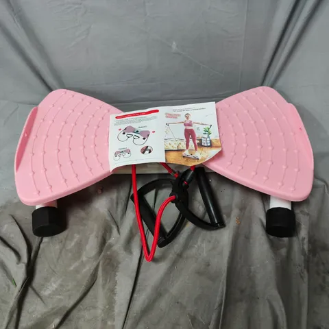 PINK EXERCISE STEP MACHINE WITH ELASTIC HAND PULLEYS AND INSTRUCTIONS
