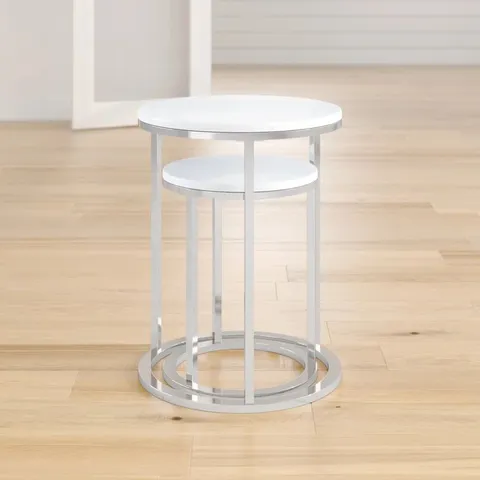 BOXED DONNA 2 PIECE NEST OF TABLES WHITE CHROME (1 BOX)