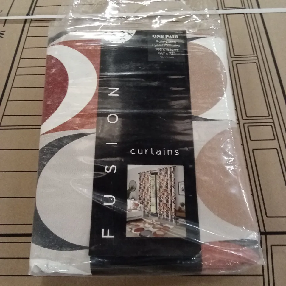 BAGGED SANDER 100% COTTON SEMI SHEER CURTAIN PAIR - SPICE // SIZE: 168 x 183cm