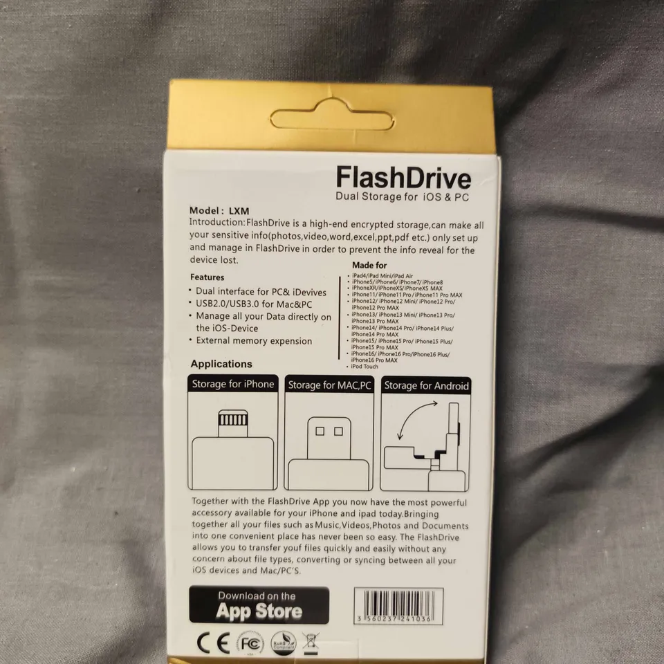 SEALED FLASHDRIVE DUAL STORAGE FOR IOS & PC – PINK USB DRIVE, 2TB (MODEL LXM)