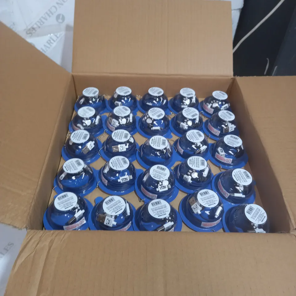 BOX OF APPROXIMATELY 225 USB CABLES - BLUE