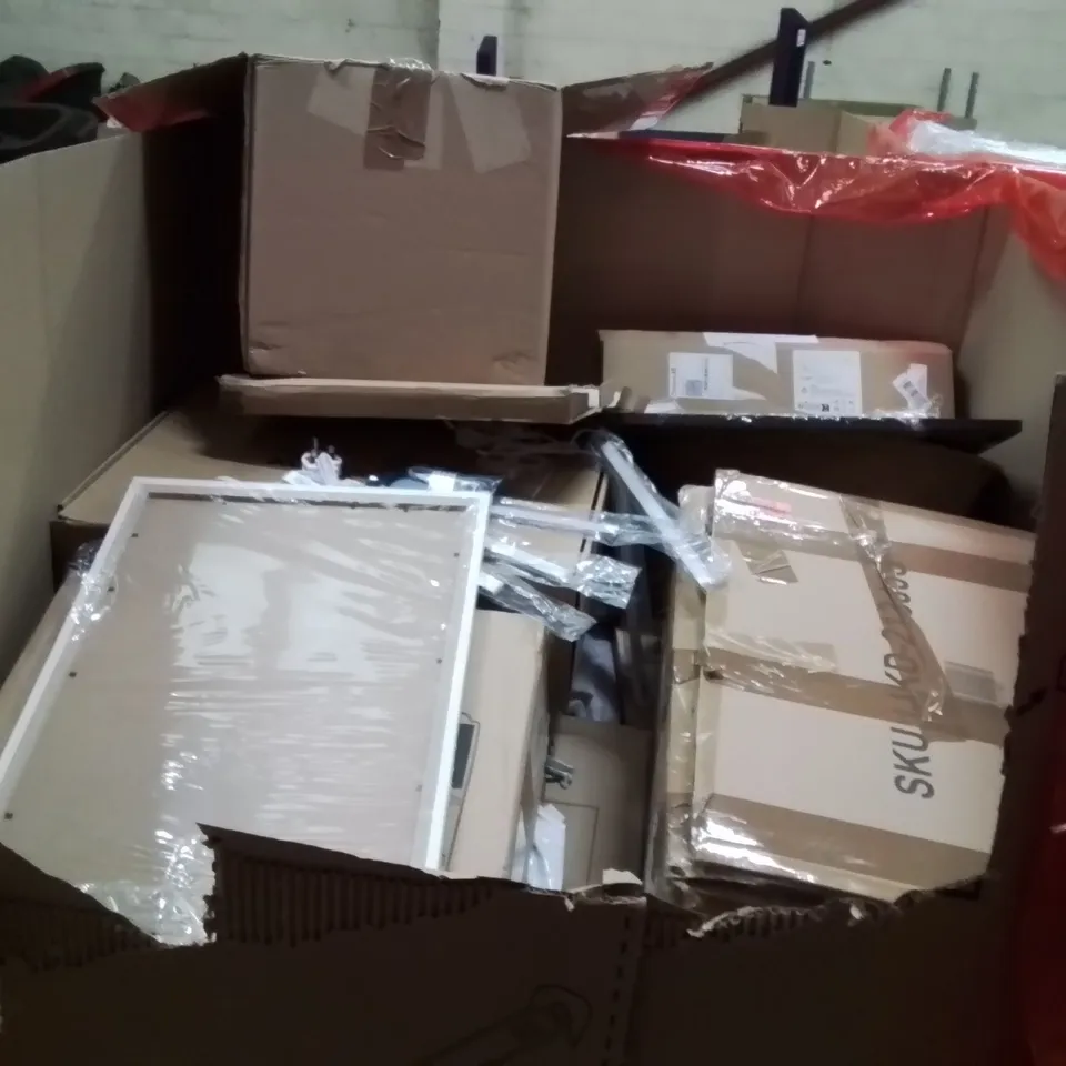 PALLET OF ASSORTED HOUSEHOLD GOODS AND PRODUCTS TO INCLUDE;GOLF PUTTER TRAINING,WET AND DRY VACUUM CLEANER,LETTER CAGES