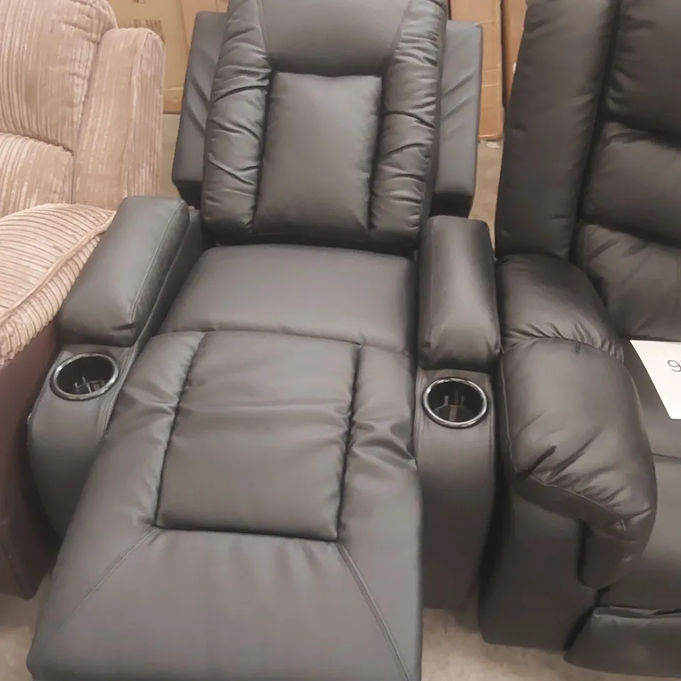 QUALITY DESIGNER FAUX LEATHER UPHOLSTERED PUSH-BACK RECLINER ARMCHAIR