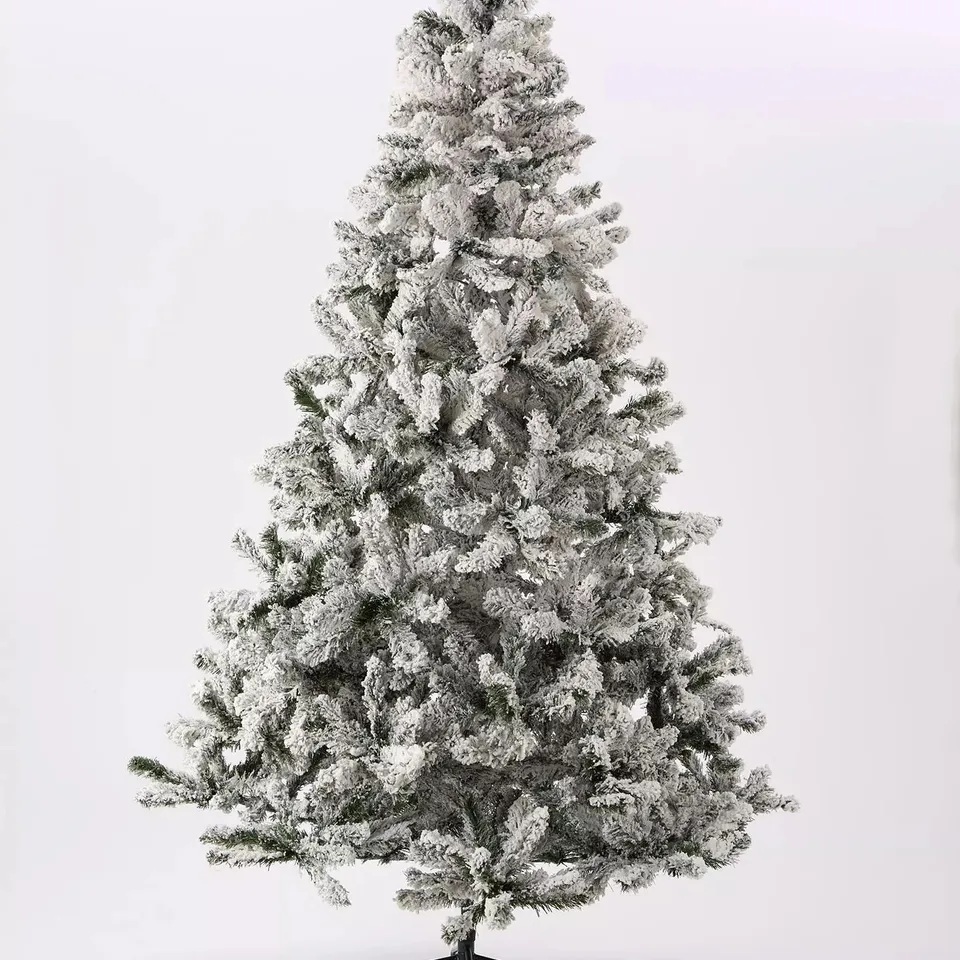 8FT FLOCKED EMPEROR CHRISTMAS TREE WITH METAL STAND