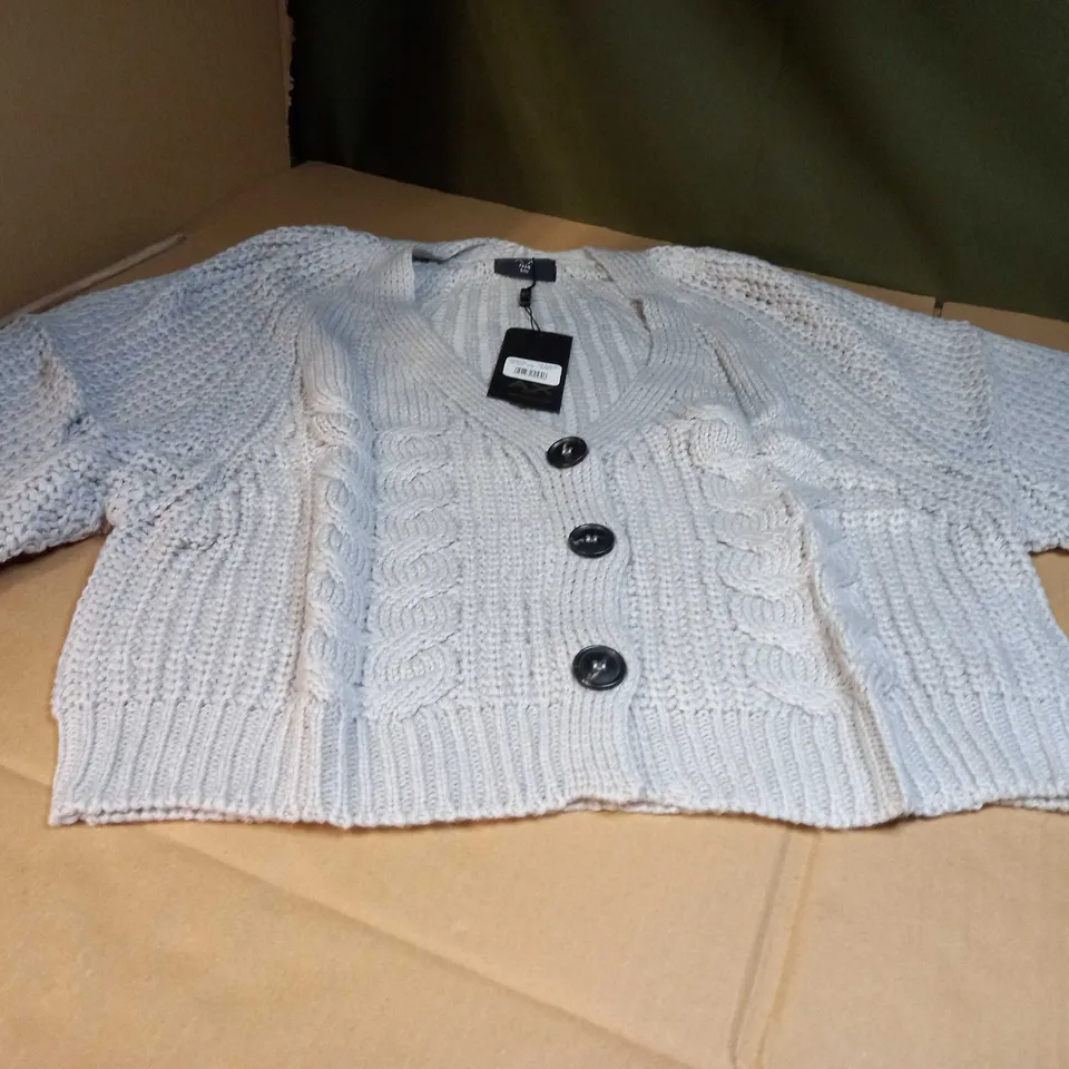 AX PARIS GREY KNITTED OVERSIZED CARDIGAN - SMALL/MEDIUM