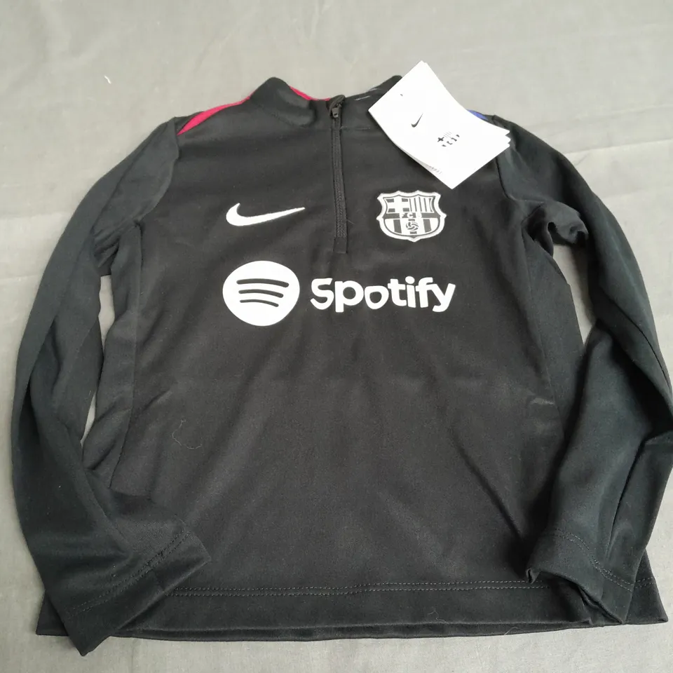 NIKE BARCALONA FOOTBALL CLUB KIDS BLACK QUATER ZIP - XS