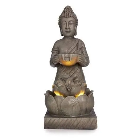 BOXED GARDEN STORIES OUTDOOR ILLUMINATED BUDDHA FOUNTAIN 72.5CM