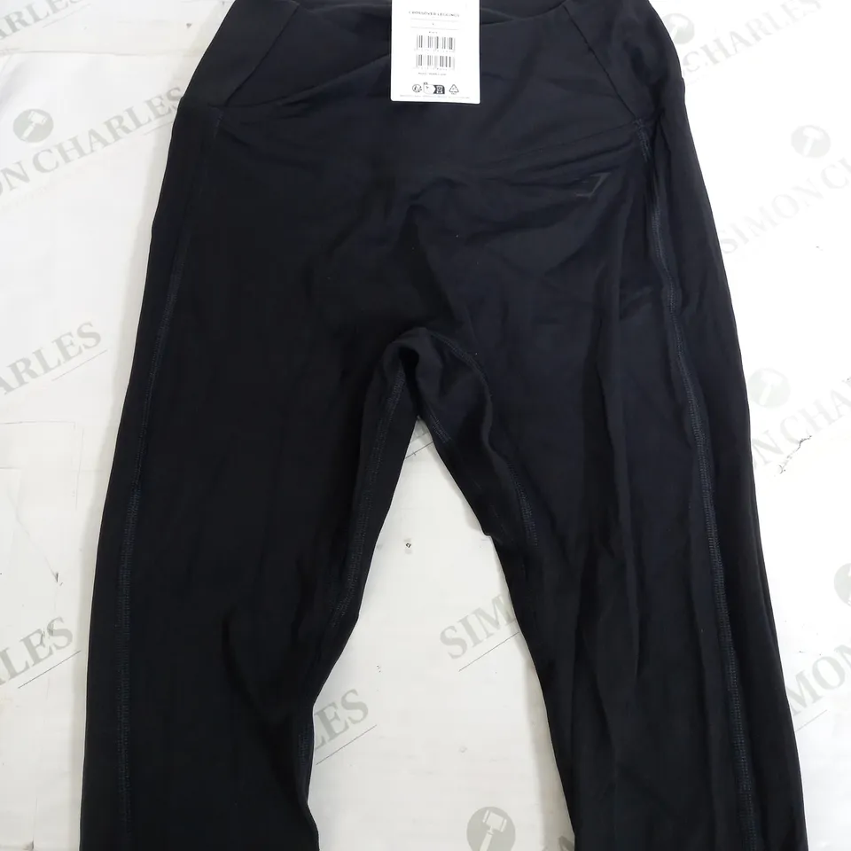GYMSHARK BLACK CROSSOVER LEGGINGS - SMALL