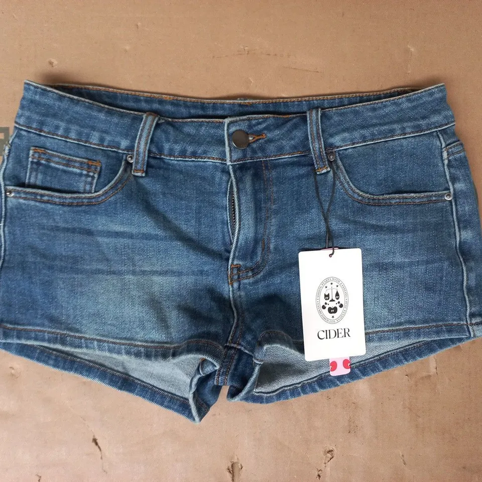 CIDER WOMENS DENIM SHORTS IN BLUE SIZE SMALL