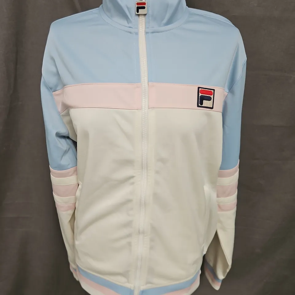 FILA POLY TRACKTOP IN CASHMERE BLUE/PINK/MARSHMALLOW SIZE L