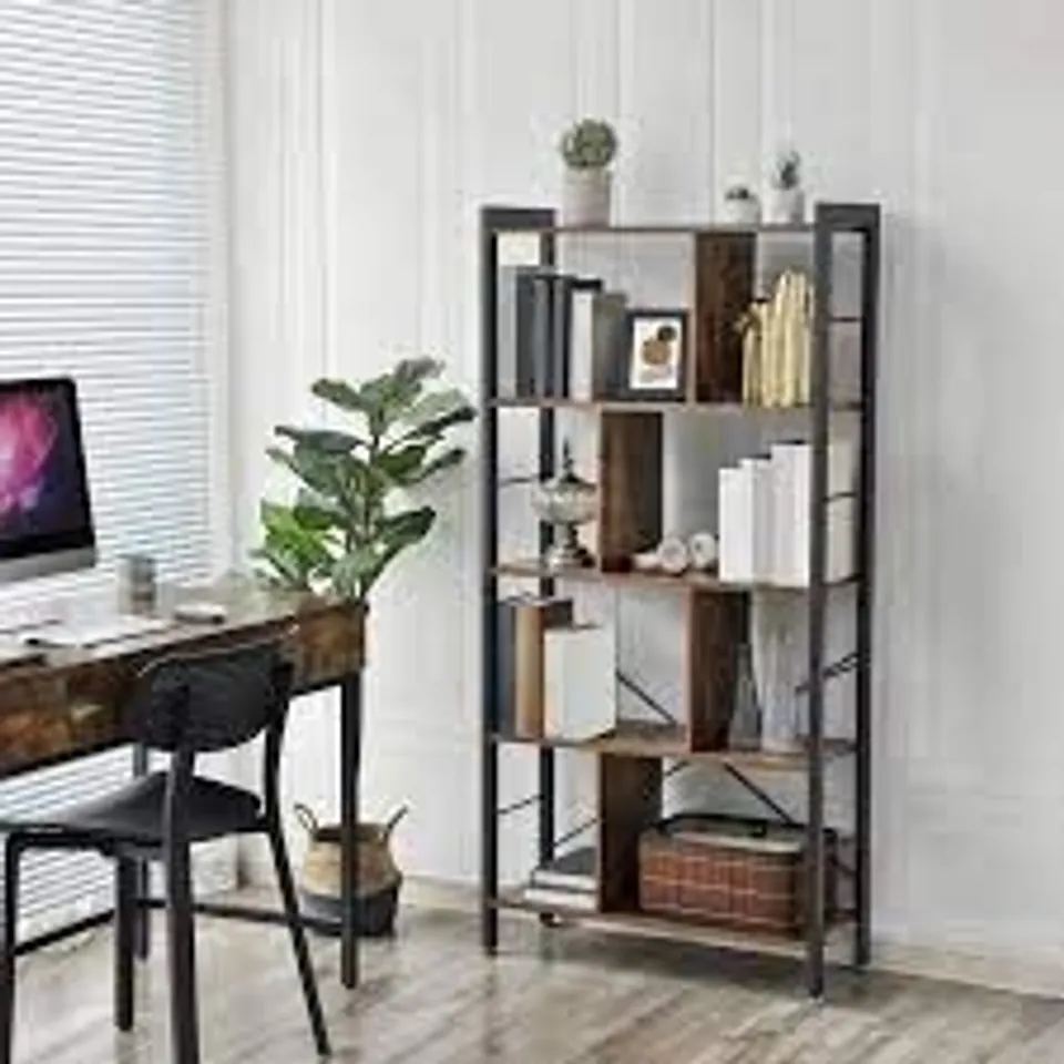 BOXED WESTHOUGHT 172cm H X 56cm W STEEL LADDER BOOKCASE (1 BOX)