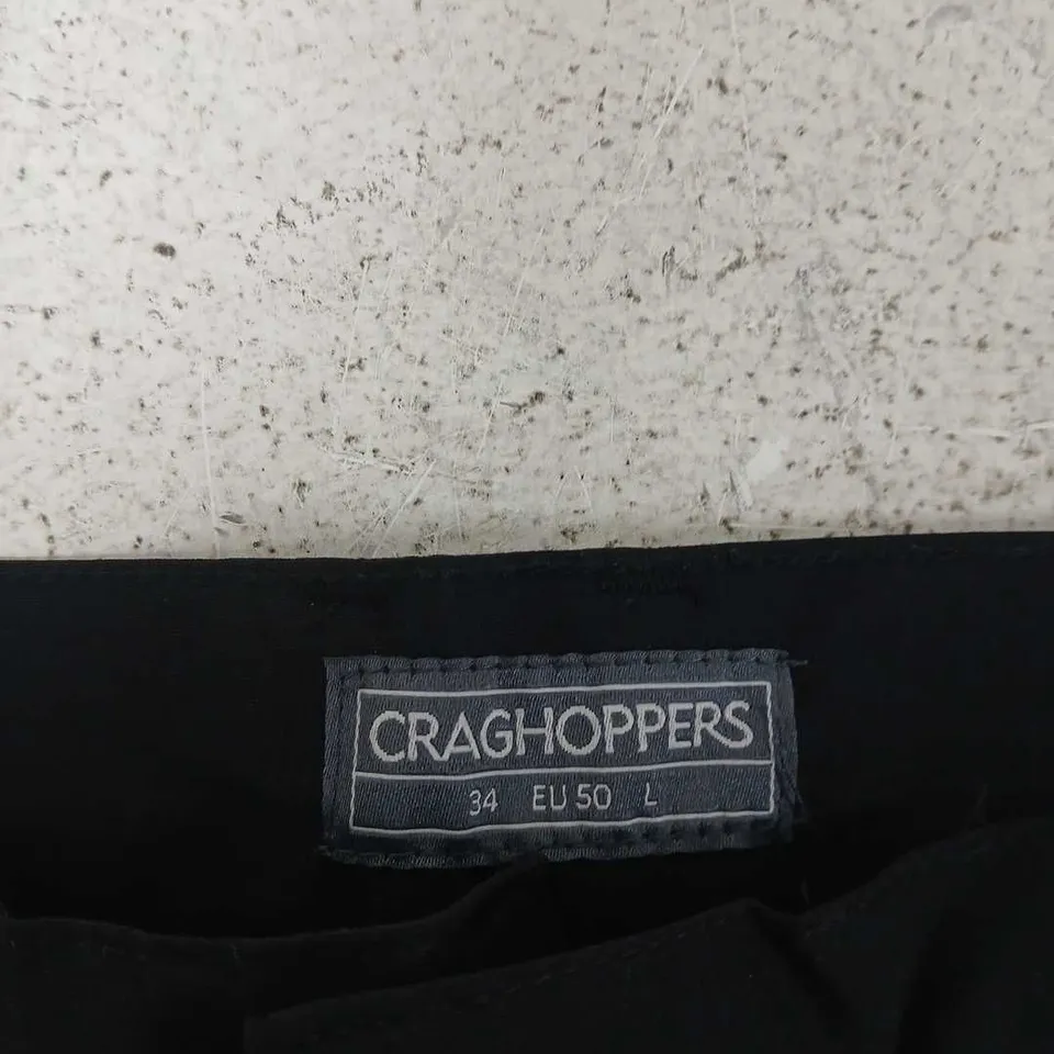 CRAGHOPPERS MEN'S TROUSERS – BLACK, UK 34 LONG (EU 50)