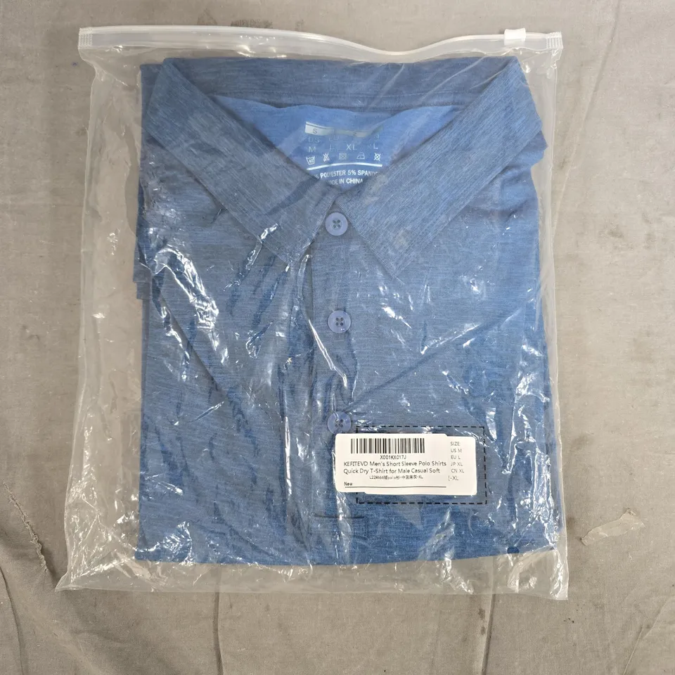KEFITEVD Men's Blue Polo Shirt – Short Sleeve, Quick-Dry