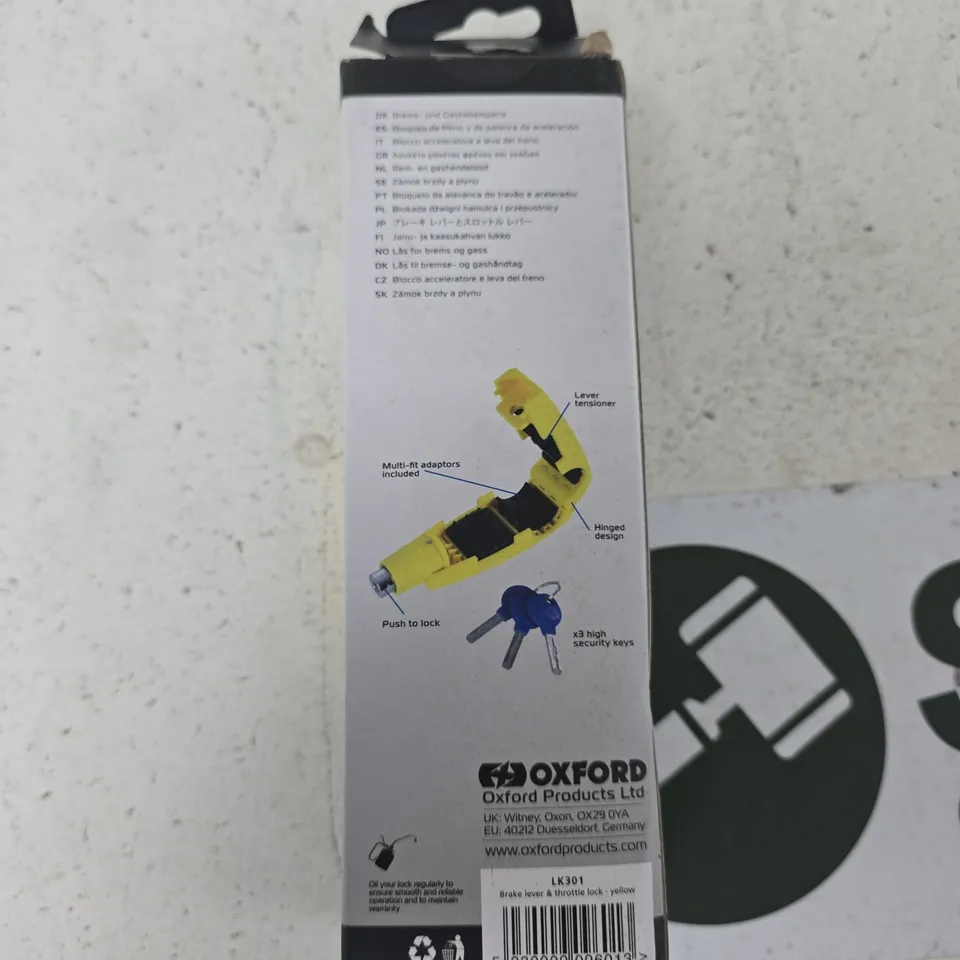 OXFORD LK301 LEVERLOCK BRAKE LEVER & THROTTLE LOCK – YELLOW