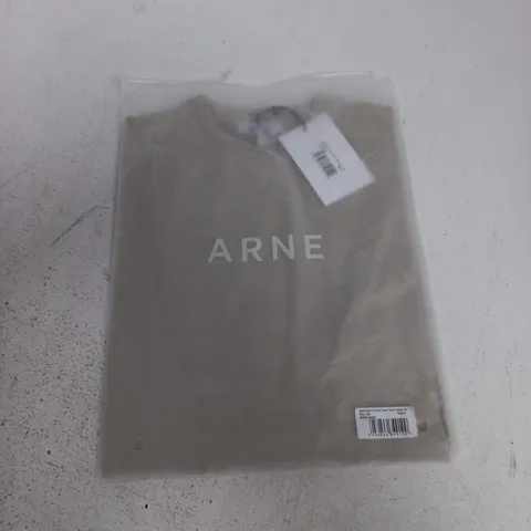BAGGED ARNE ESSENTIAL SLIM FIT T-SHIRT IN STONE - XS