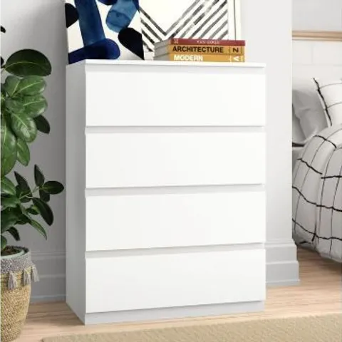 BOXED CUNHA 4 DRAWER 70CM W CHEST - WHITE (1 BOX)