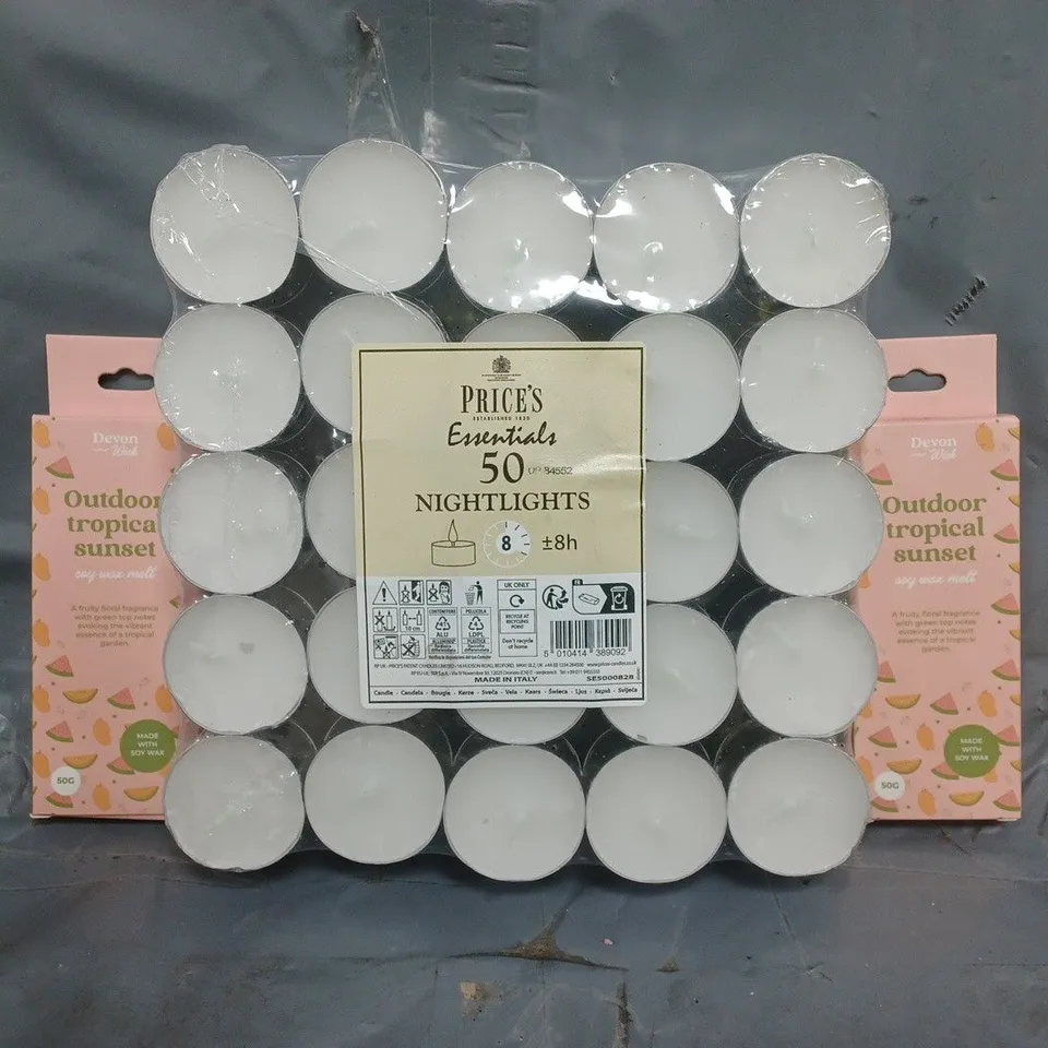 APPROXIMATELY 10 ASSORTED HOUSEHOLD ITEMS TO INCLUDE TEALIGHT CANDLES, WAX MELT, ETC, 