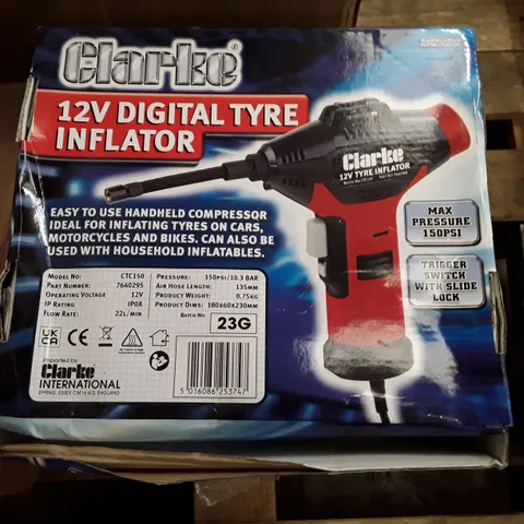 BOXED CLARKE CTC150 12V DIGITAL TYRE INFLATOR