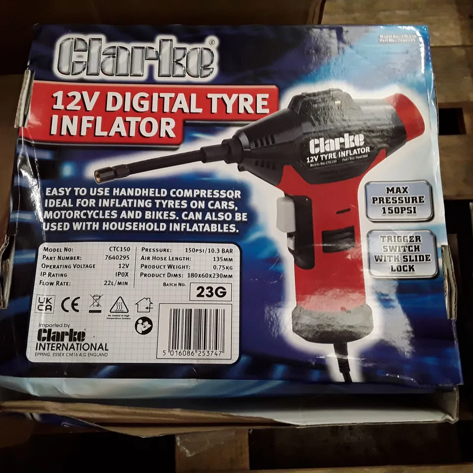 BOXED CLARKE CTC150 12V DIGITAL TYRE INFLATOR